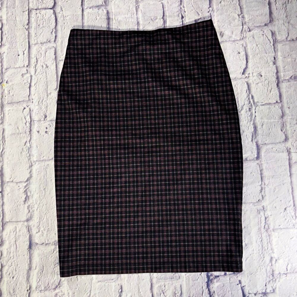 Philosophy Plaid Pencil Skirt Y2K Burgundy Black M